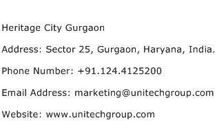 Heritage City Gurgaon Address Contact Number
