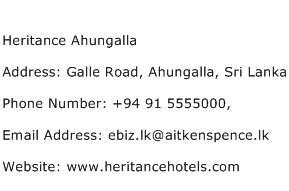 Heritance Ahungalla Address Contact Number