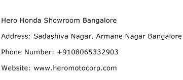 Hero Honda Showroom Bangalore Address Contact Number