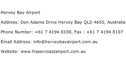 Hervey Bay Airport Address Contact Number
