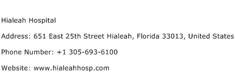 Hialeah Hospital Address Contact Number