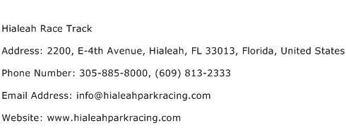 Hialeah Race Track Address Contact Number