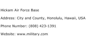 Hickam Air Force Base Address Contact Number