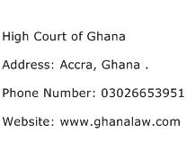 High Court of Ghana Address Contact Number