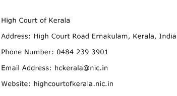 High Court of Kerala Address Contact Number