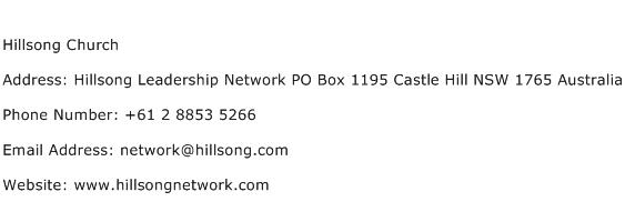 Hillsong Church Address Contact Number