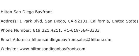 Hilton San Diego Bayfront Address Contact Number