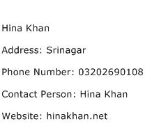 Hina Khan Address Contact Number