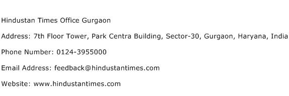 Hindustan Times Office Gurgaon Address Contact Number