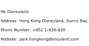 Hk Disneyland Address Contact Number