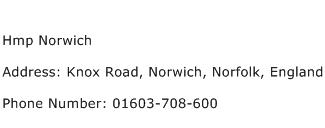 Hmp Norwich Address Contact Number