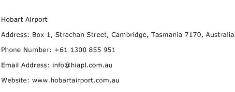 Hobart Airport Address Contact Number