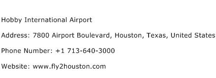 Hobby International Airport Address Contact Number