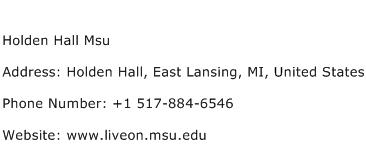Holden Hall Msu Address Contact Number