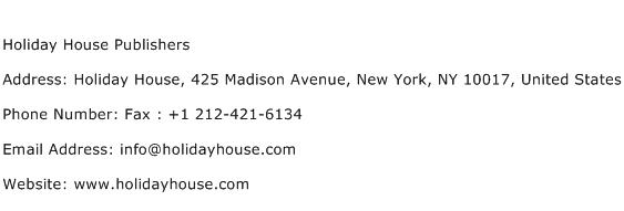 Holiday House Publishers Address Contact Number