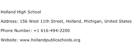 Holland High School Address Contact Number