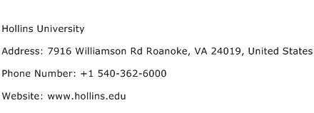 Hollins University Address Contact Number