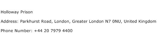 Holloway Prison Address Contact Number