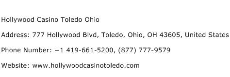 Hollywood Casino Toledo Ohio Address Contact Number