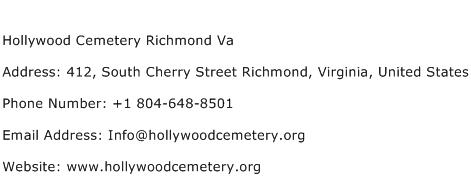 Hollywood Cemetery Richmond Va Address Contact Number