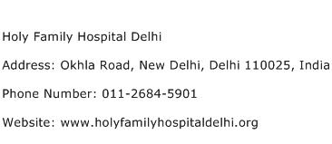 Holy Family Hospital Delhi Address Contact Number