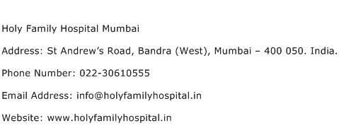 Holy Family Hospital Mumbai Address Contact Number