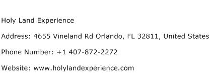 Holy Land Experience Address Contact Number