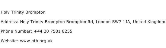 Holy Trinity Brompton Address Contact Number