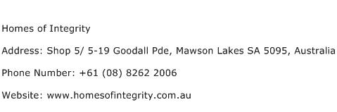 Homes of Integrity Address Contact Number