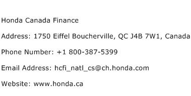 Honda Canada Finance Address Contact Number