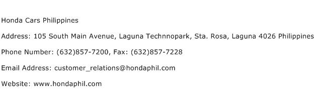 Honda Cars Philippines Address Contact Number Of Honda Cars Philippines