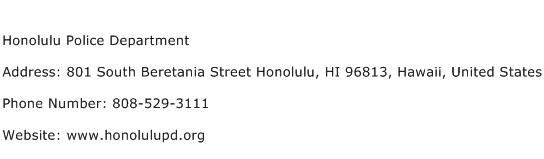 Honolulu Police Department Address Contact Number