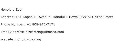 Honolulu Zoo Address Contact Number
