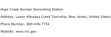 Hope Creek Nuclear Generating Station Address Contact Number