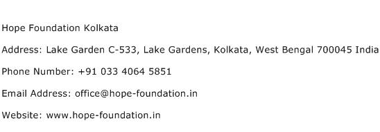 Hope Foundation Kolkata Address Contact Number