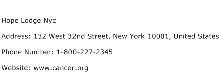 Hope Lodge Nyc Address Contact Number