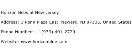 Horizon Bcbs of New Jersey Address Contact Number
