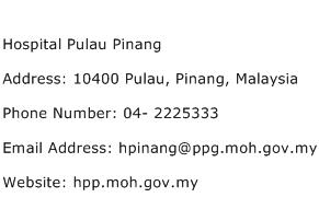 Hospital Pulau Pinang Address Contact Number