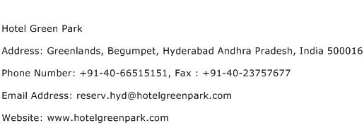 Hotel Green Park Address Contact Number