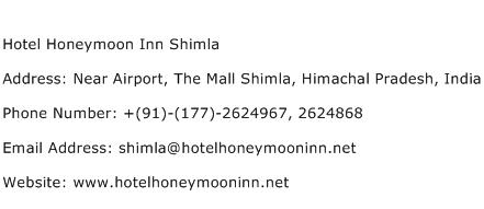 Hotel Honeymoon Inn Shimla Address Contact Number