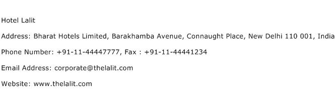 Hotel Lalit Address Contact Number