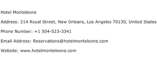 Hotel Monteleone Address Contact Number