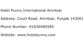 Hotel Punnu International Amritsar Address Contact Number