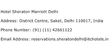 Hotel Sheraton Marriott Delhi Address Contact Number