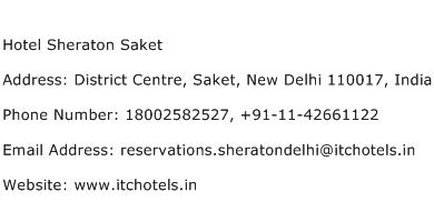 Hotel Sheraton Saket Address Contact Number