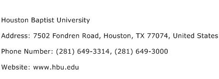 Houston Baptist University Address Contact Number