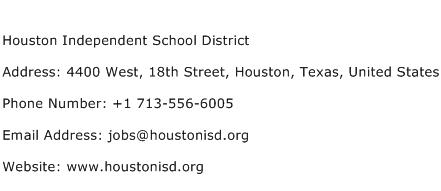 Houston Independent School District Address Contact Number