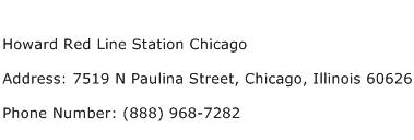 Howard Red Line Station Chicago Address Contact Number