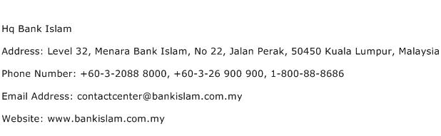 Hq Bank Islam Address Contact Number
