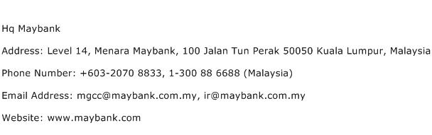 Hq Maybank Address Contact Number
